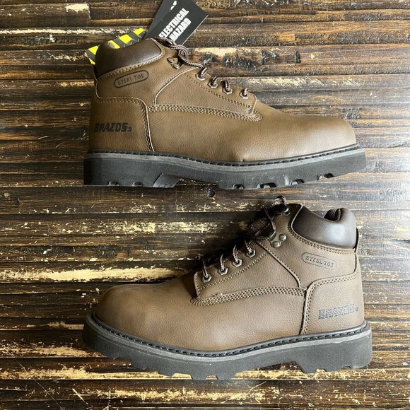 NEW Men's Brown Brazos Tradesman ST Brown Steel Toe Boots Size 9 - Picture 2 of 7